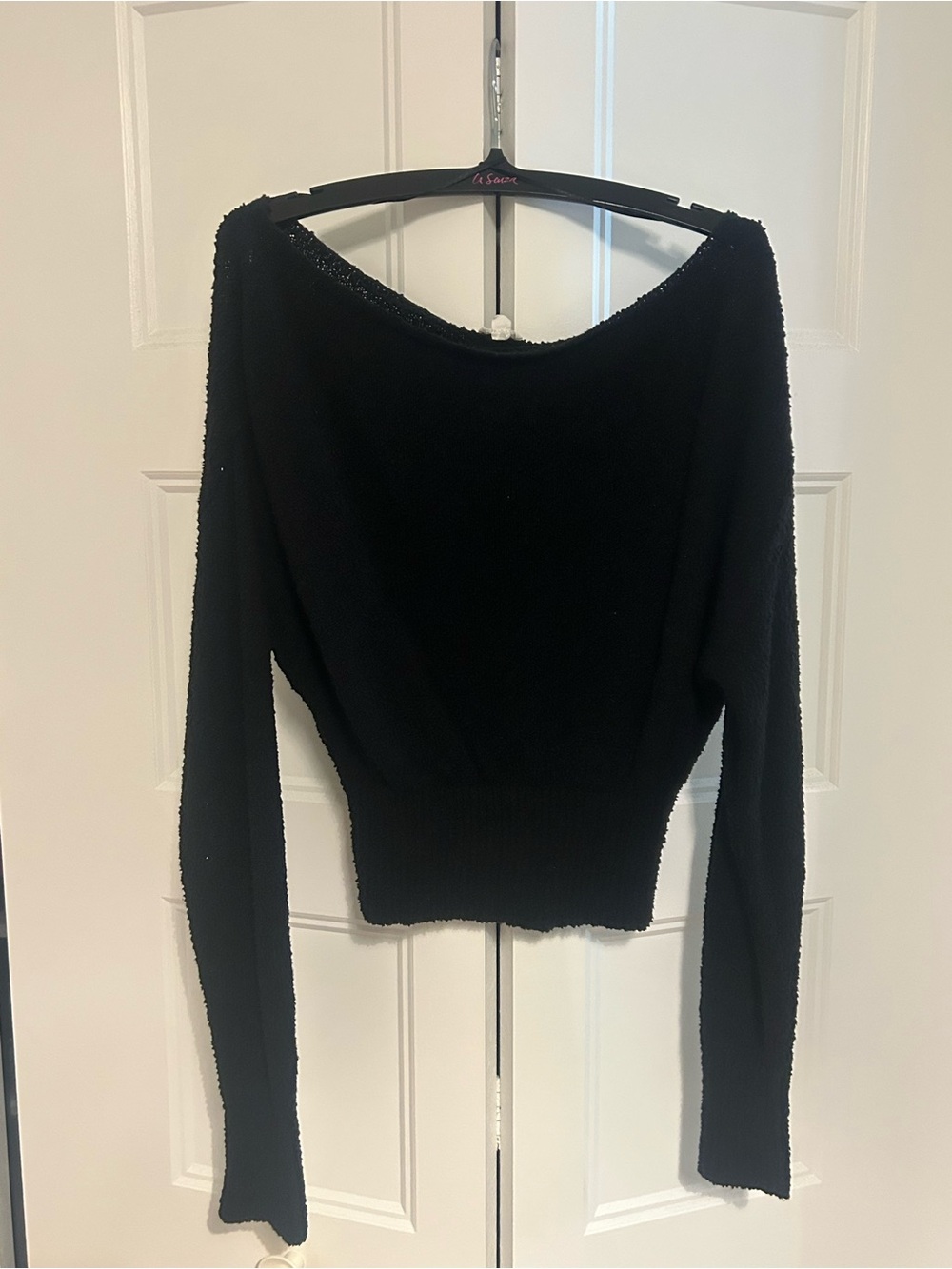 Garage Black Off-the-Shoulder Boatneck Sweater